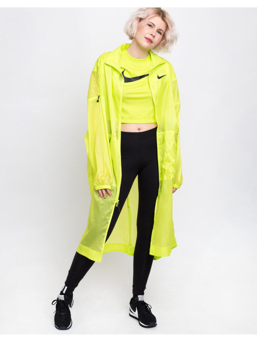 Nike Neon Yellow Lightweight Mesh Trench Coat Jacket Size XS - Picture 3 of 7